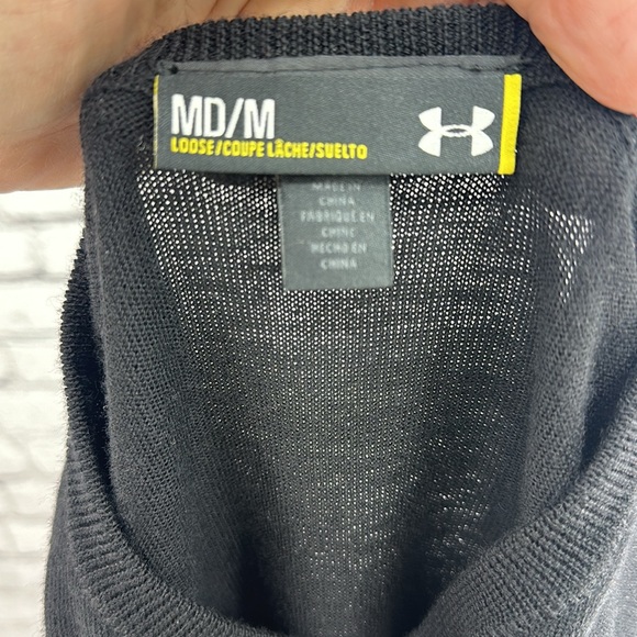 UNDER ARMOUR Men's 100% Merino Wool V-Neck Long Sleeve Sweater MEDIUM Black EUC! - Picture 7 of 7